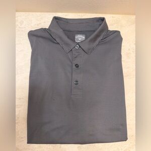 Callaway Opti-Dri Gray & Black Stripe Golf Polo Shirt Size Large Stretchy Fabric